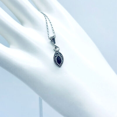 Gümüş Kolye Margazit ve Oltu Taşı İşlemeli